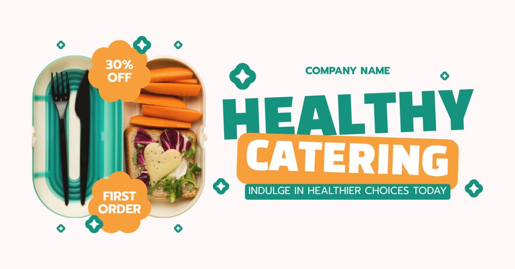 Modèle de visuel Services of Healthy Catering with Discount - Facebook AD