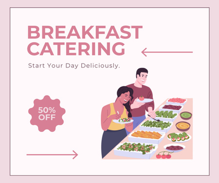Designvorlage Rabatt auf Frühstücks-Catering für einen guten Start in den Tag für Facebook