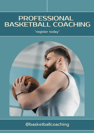 Plantilla de diseño de Anuncio de entrenador de baloncesto profesional Poster 
