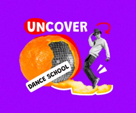Designvorlage Funny Guy with Disco Ball in Orange Peel für Medium Rectangle