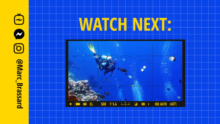 Ontwerpsjabloon van YouTube outro van Vlogger voor onderwatertoerisme met video-aflevering
