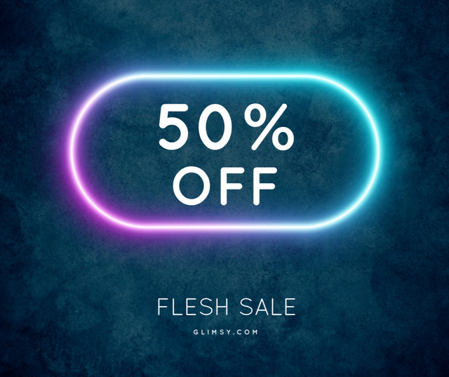 Flash Sale announcement in Neon frame Facebookデザインテンプレート