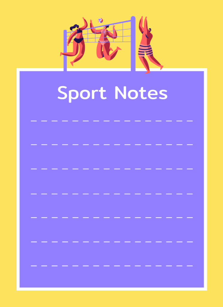 Sport Planner with People Playing Volleyball on Yellow Notepad 4x5.5in tervezősablon