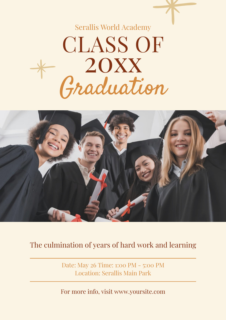 Guys and Girls with Diplomas at Graduation Poster Design Template