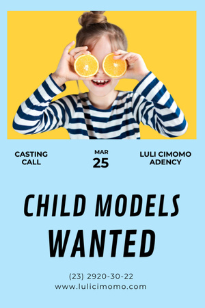 Funny girl with oranges for Models Casting Flyer 4x6in Design Template