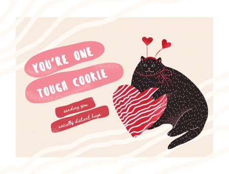 Plantilla de diseño de Recovery Wish With Cat Holding Heart Postcard 4.2x5.5in 