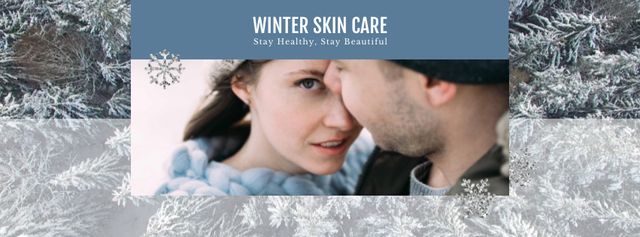 Skincare Guide Tender Couple in Winter Clothes Facebook Video cover Design Template