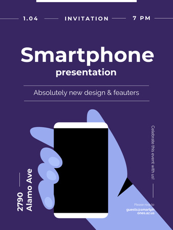 Plantilla de diseño de Smartphone Review hand holding Phone Poster US 