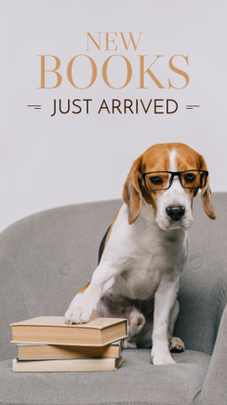 Designvorlage Abenteuerliches Buchverkaufs-Aktualisierungsangebot und Hund für Instagram Story