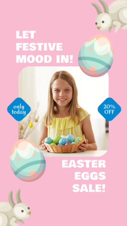Velikonoční Vajíčka V Košíku Prodej Nabídka Instagram Video Story Šablona návrhu