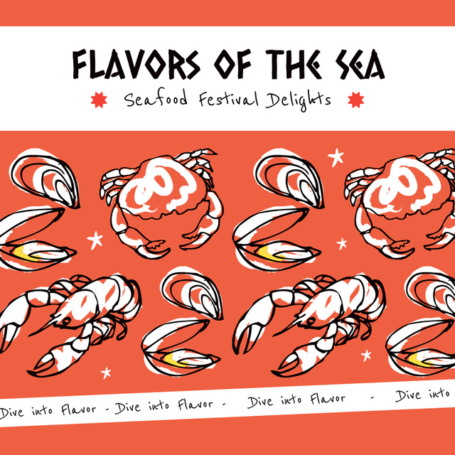 Ontwerpsjabloon van Animated Post van Festival of Seafood and Ocean Delicacies