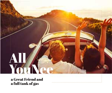 Travel Inspiration Couple in Convertible Car on Road Medium Rectangle Design Template