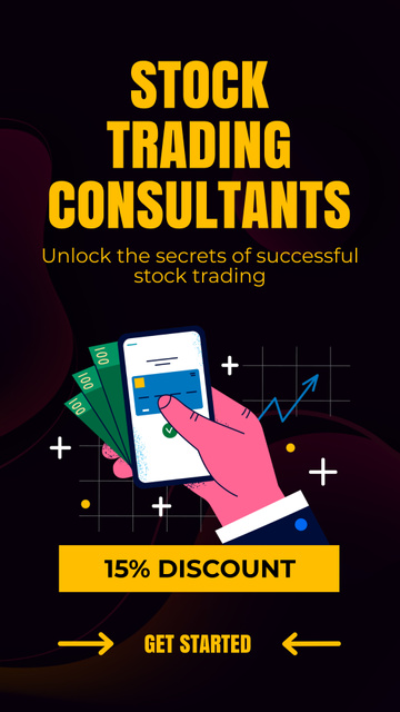 Big Discount on Stock Trading Consultant Services Instagram Video Story Modelo de Design