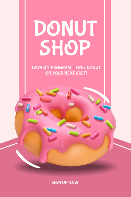 Ad of Doughnut Shop Glazed Donut with Sprinkles Pinterest Design Template