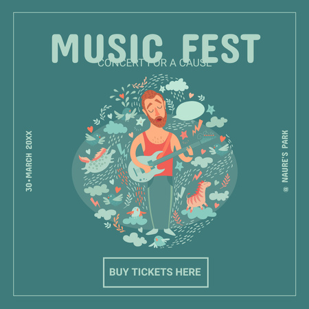 Music Festival Ad with Performer Instagram Design Template