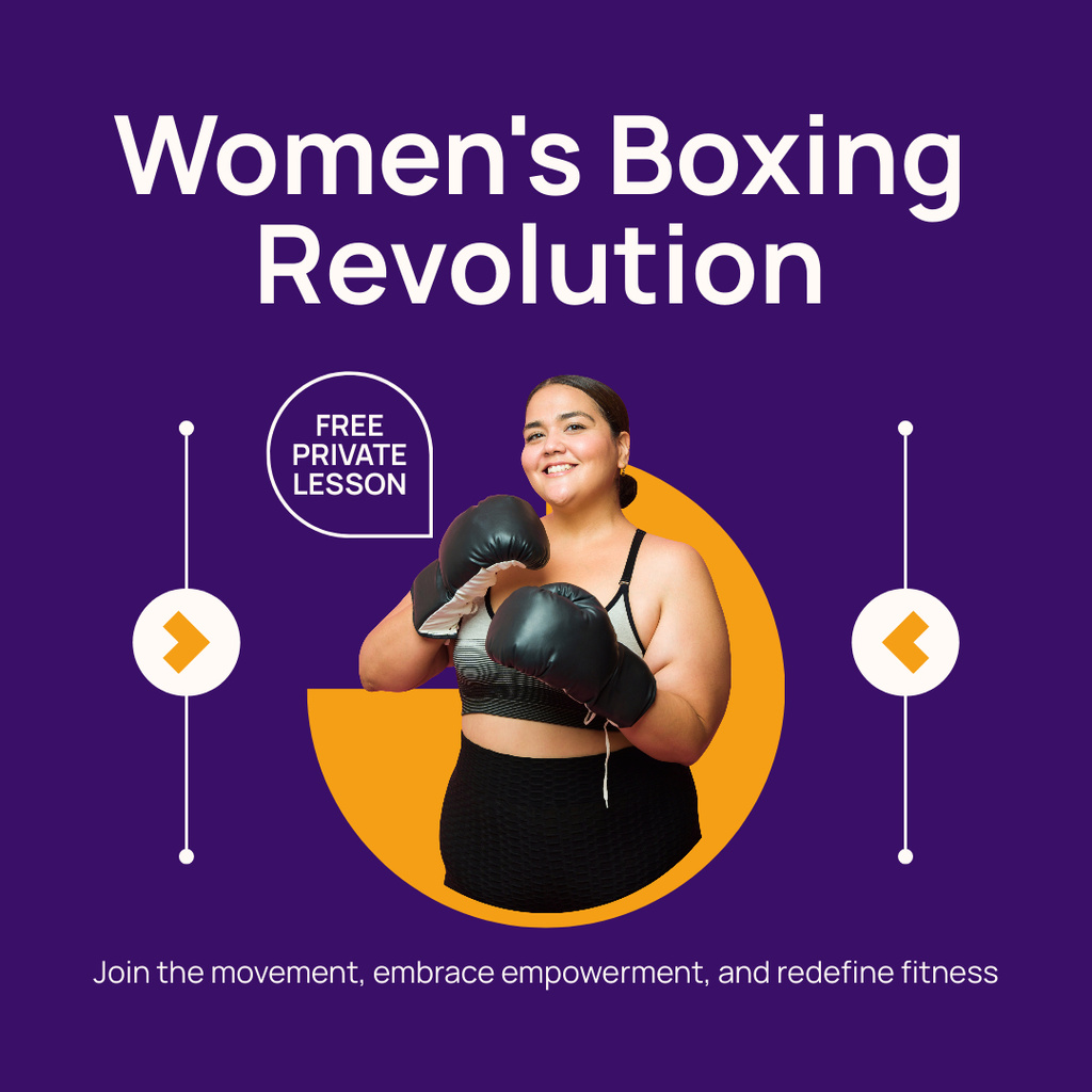 Offer of Free Women's Private Boxing Lesson Instagram AD – шаблон для дизайна