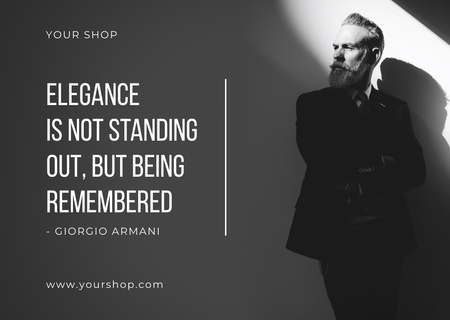 Citation about Elegance with Man In Suit Card Design Template