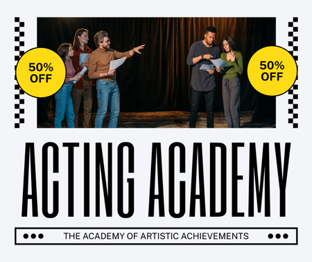 Plantilla de diseño de Descuento en formación en Acting Professional Academy Facebook 