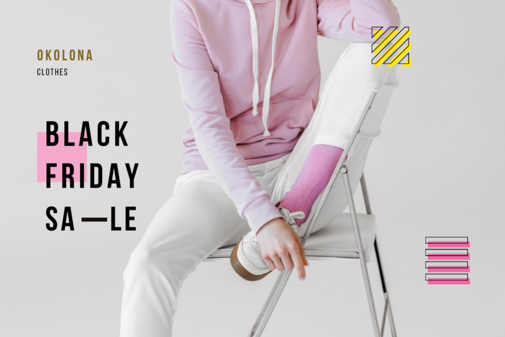Black Friday's Discount on Sportswear on Light Grey Flyer 4x6in Horizontal Design Template
