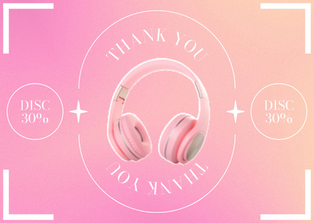 Thank You for Purchase of Our Headphones Card Design Template