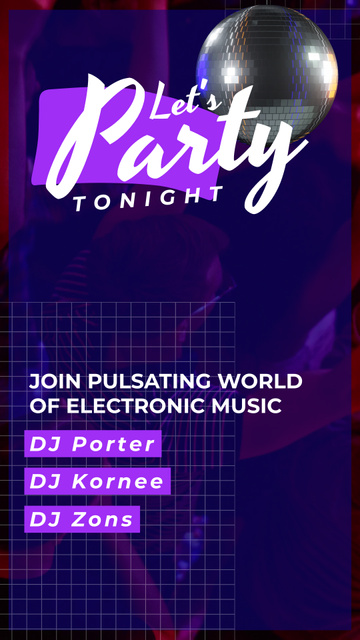 Electronic Music Party Announcement TikTok Video tervezősablon
