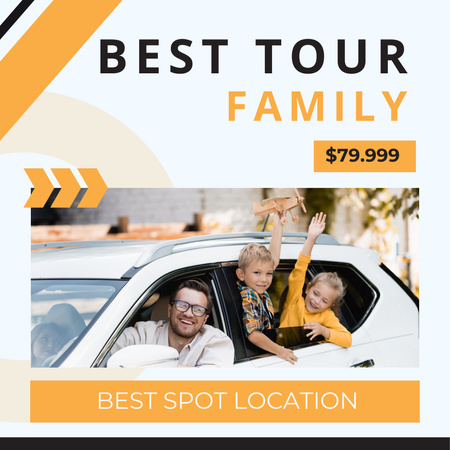 Happy Family Traveling by Car Instagram Design Template