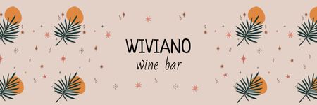 Wine Bar Ad with Green Leaves pattern Twitter Design Template