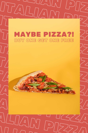 Slice of Delicious Italian Pizza on Yellow Pinterest Design Template