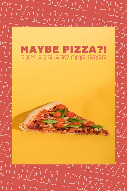 Slice of Delicious Italian Pizza on Yellow Pinterestデザインテンプレート