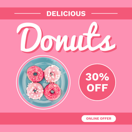 Discount Offer on Delicious Donuts Instagram Design Template