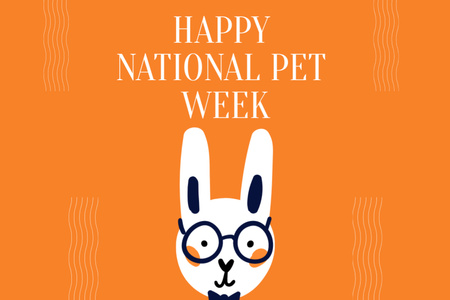 National Pet Week Ad with Cute Rabbit Postcard 4x6in Design Template