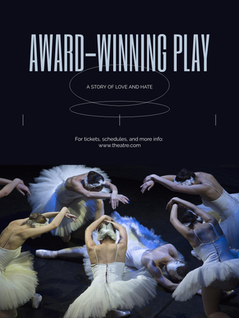 Modèle de visuel Annonce d'un spectacle de pièce de théâtre et de ballet primé avec des ballerines - Poster US