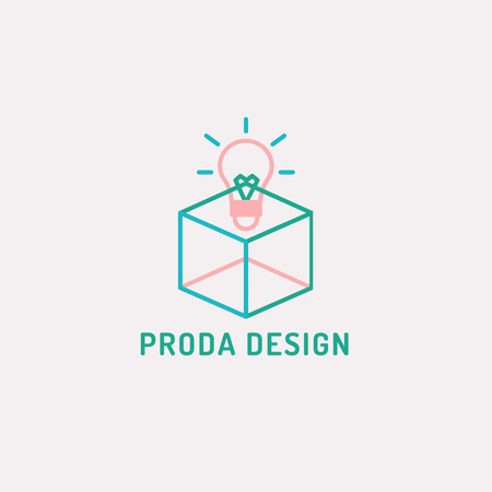 Design Studio Ad with Bulb in Box Logo 1080x1080px – шаблон для дизайна