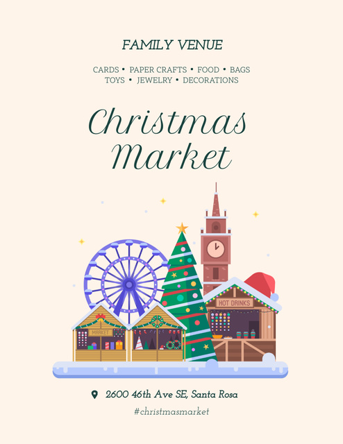 Thrilling Christmas Market Announcement With Holidays Atmosphere Flyer 8.5x11in Šablona návrhu