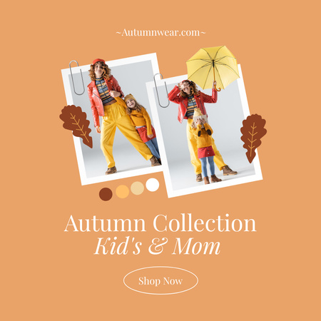 Autumn Clothes for Mom and Kids Instagram Design Template