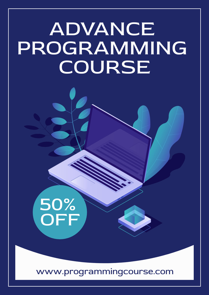 Ontwerpsjabloon van Poster van Discount on Advanced Programming Course