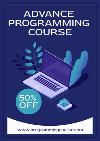 Ontwerpsjabloon van Poster van Korting op de geavanceerde programmeercursus