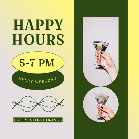 Happy Hour Cocktail Bar Ad Instagram Design Template