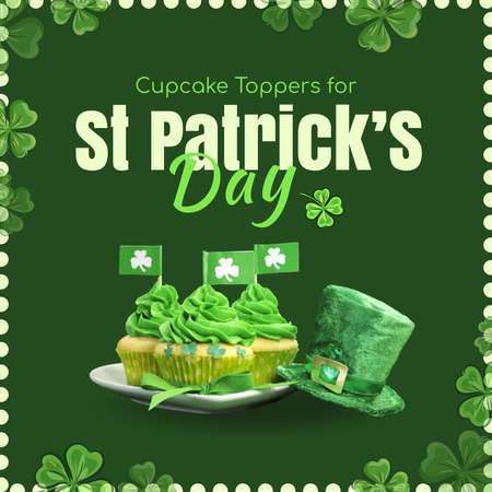 Toppers For Cupcakes On Patrick's Day Animated Post Design Template