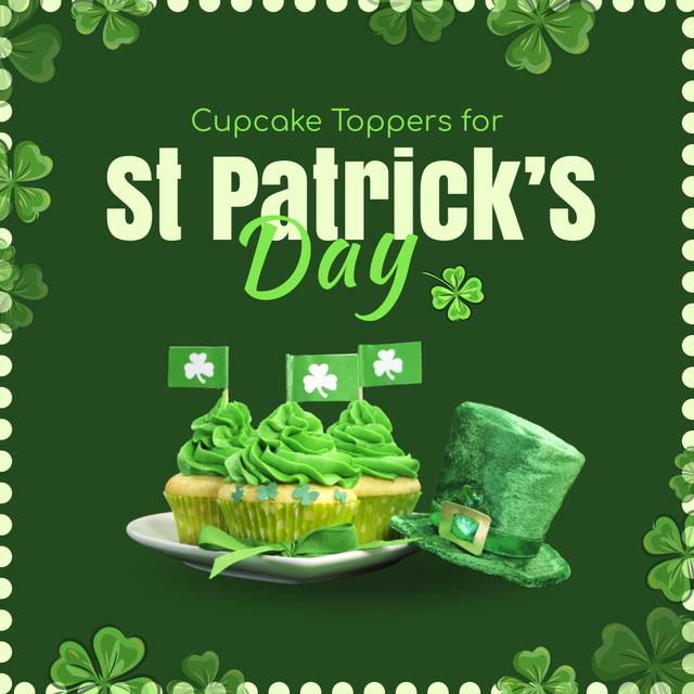 Template di design Toppers For Cupcakes On Patrick's Day Animated Post