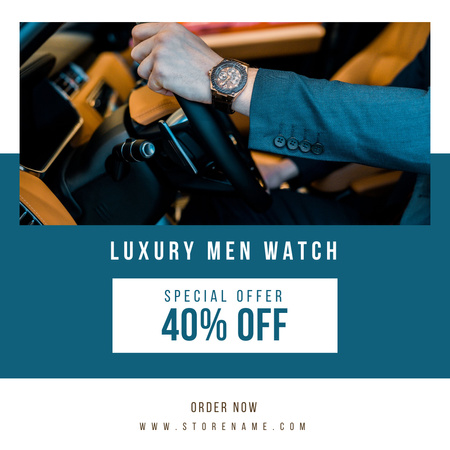 Stylish Man in Suit Driving Car Instagram Design Template