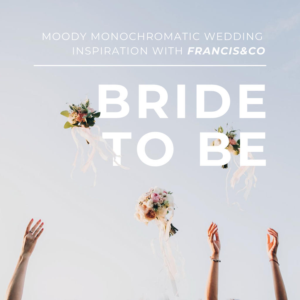 Modèle de visuel Wedding Event Agency Services with Bouquets in Air - Instagram AD