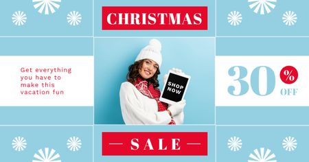 Christmas Offer of Electronics Blue Facebook AD Design Template