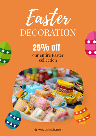 Template di design Easter Holiday Sale Announcement with Decorations Poster A3
