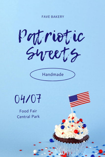 USA Independence Day Food Fair Ad in Blue Flyer 4x6in – шаблон для дизайна