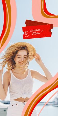 Summer Inspiration with Happy Girl in Car Graphic Design Template