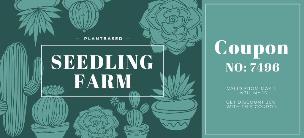 Designvorlage Seedling Farm Offer with Flowerpots für Coupon 3.75x8.25in