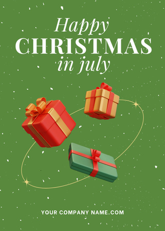 Enthusiastic Announcement of Celebration of Christmas in July Online Flayer Design Template