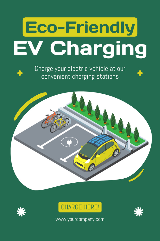 Eco-Friendly Parking Services with Charging for Electric Cars Pinterestデザインテンプレート