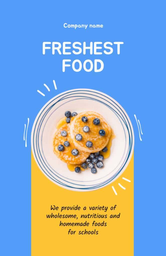 Designvorlage Fresh School Food Offer Online With Pancakes für Flyer 5.5x8.5in